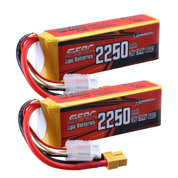 Lipo-batteri, 2250mAh kapacitet, 11.1V spänning,2250-3S-60C-2st, 11,1V