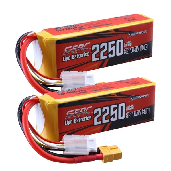 Lipo-batteri, 2250mAh kapacitet, 11.1V spänning,2250-3S-60C-2st, 11,1V