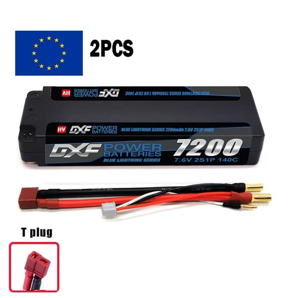DXF Lipo-akku, 7200mAh kapasiteetti, 140C purkausnopeus,2PCS2S7200140CT5MM