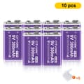 Miniatyrbillede 2 af 2: CITYORK 9V Genopladeligt Batteri, 300mAh Kapacitet, Alsidige Anvendelser,10 stk batteri