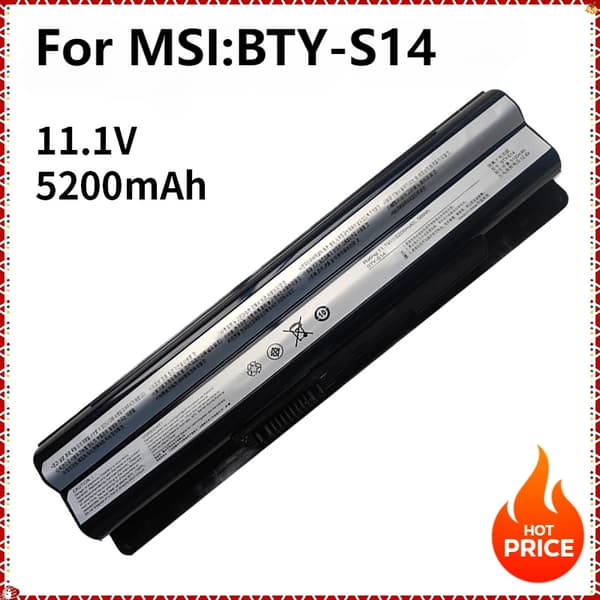 Erstatningsbatteri til bærbar computer, 5200mAh kapacitet, 11.1V ydeevne,BTY-S14 5200mAh