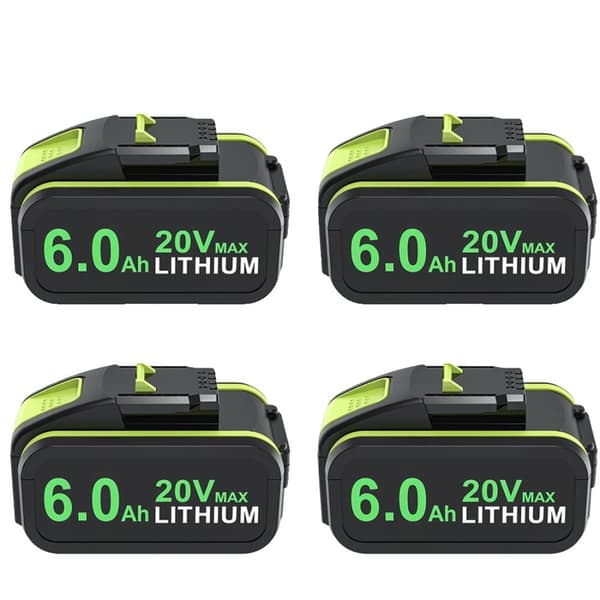 Worx 20V litiumioniakku, 6000mAh kapasiteetti, yhteensopiva WA3551:n ja WA3553:n kanssa,4KPL 6000mAh