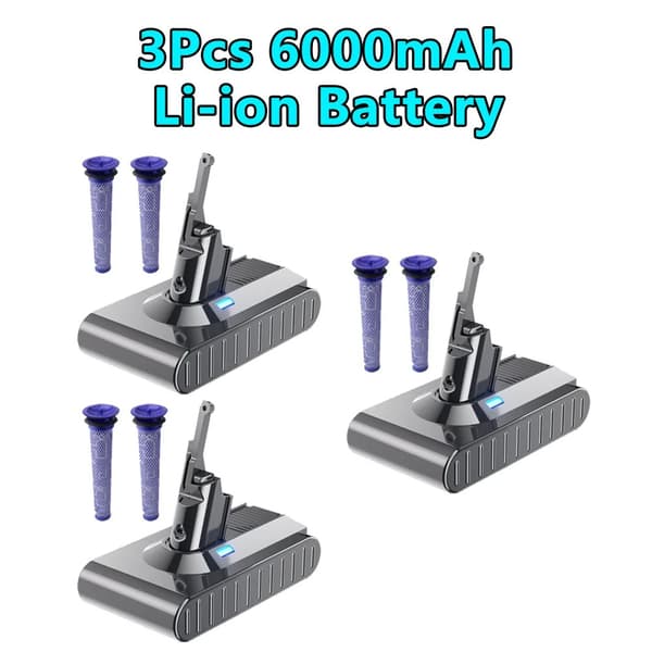 6000mAh Akun V8:lle, Li-Ion Tyyppi, Mukana 2 Suodatinta,3Kpl 6000mAh