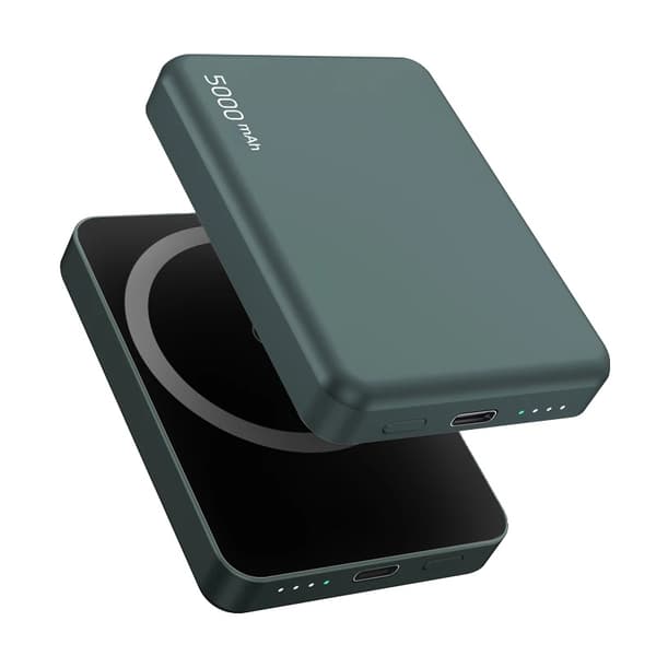 Magnetisk trådlös powerbank, 5000mAh kapacitet, snabbladdningsfunktion,5000mAh, Grå