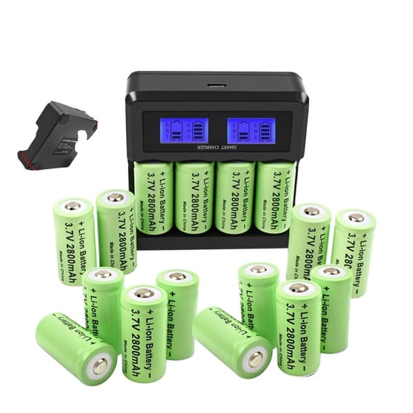 16X Genopladelige CR123A Batterier, 2800mAh Kapacitet, CE Certificeret,16XBatteri-2Opladning