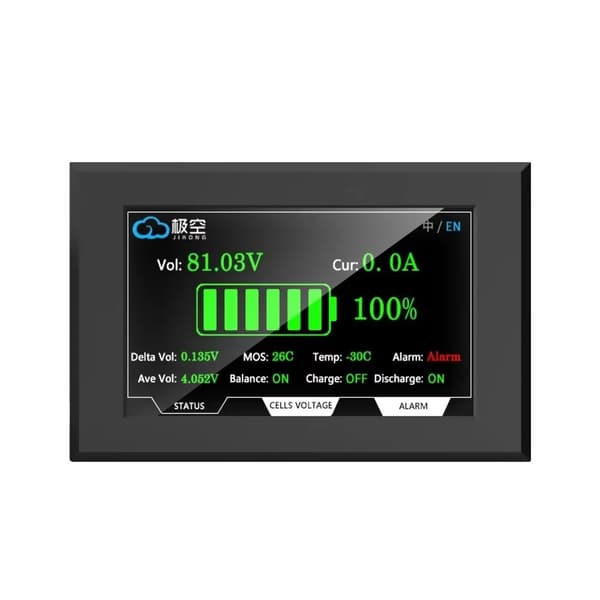 Smart Battery Management System, 200A opladningsstrøm, 4S-8S batteristrenge,4,3 tommer LCD