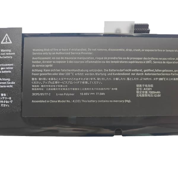 A1321 Laptopbatteri, 10,85V spænding, 77,5Wh kapacitet, 6-celle design