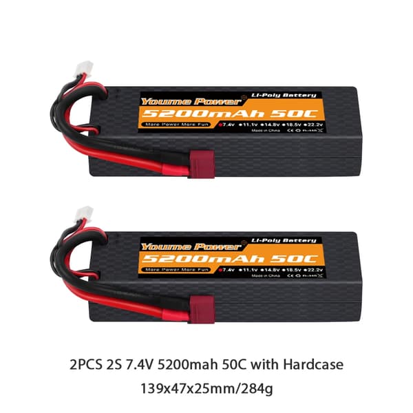 Lipo Batteri, Høj Kapacitet, Flere Størrelser,2S 5200mah 50C T H