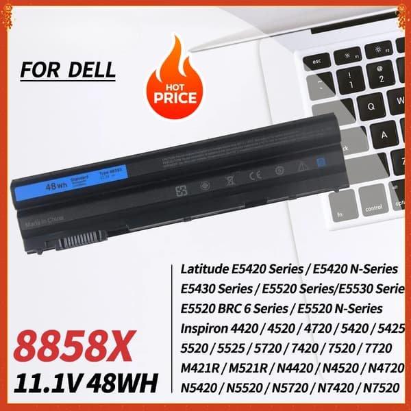 8858X Laptopbatteri, 11,1V spænding, 48Wh kapacitet,8858X 11,1V 48WH