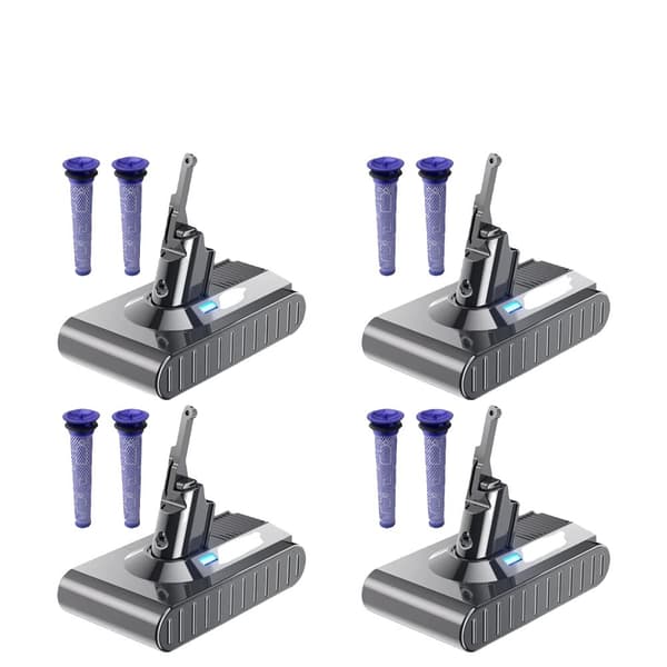 Erstatningsbatteri til V8, 6000mAh kapacitet, enkel opsætning,4Pcs V8 6000mAh