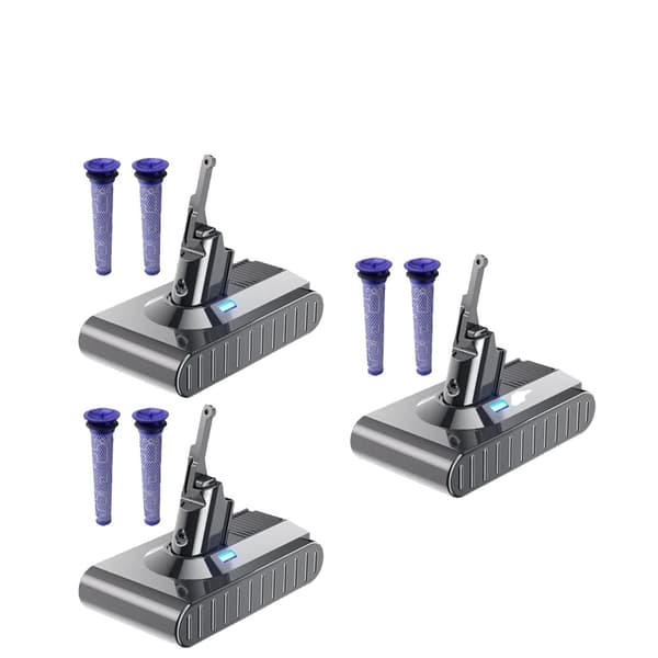 Erstatningsbatteri til V8, 6000mAh kapacitet, enkel opsætning,3Pcs V8 6000mAh