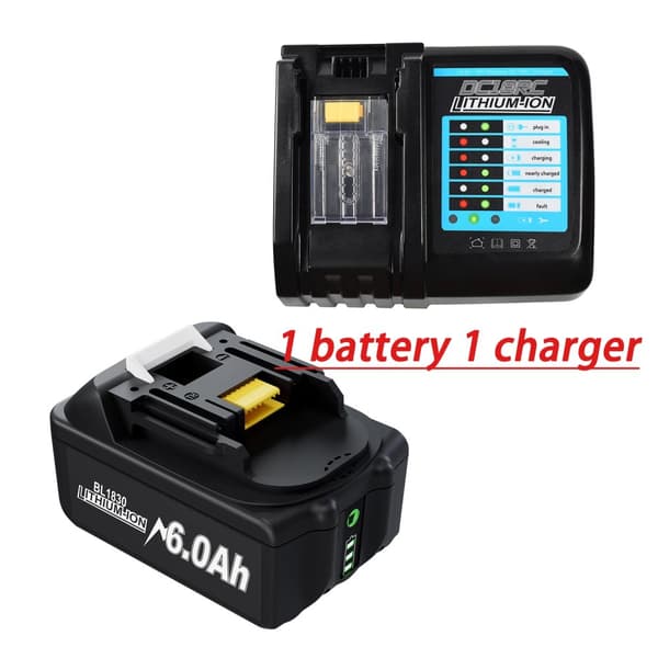 Laddningsbart verktygsbatteri, 18V spänning, 6.0Ah kapacitet,1 batteri 1laddare