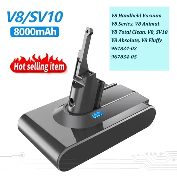 Erstatningsbatteri, Li-Ion, kompatibelt med flere modeller,V8 8000mAh, 21.6V