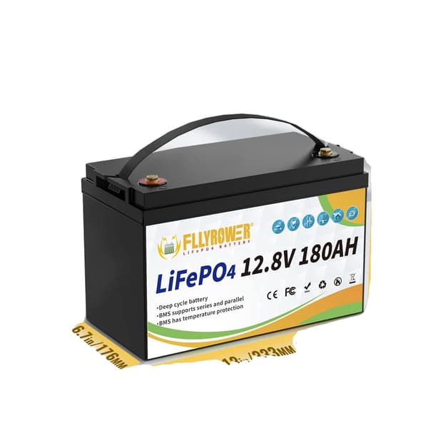 12V LiFePO4 Lithiumbatteri, 180Ah kapacitet, IP65 vandtæt,12V 180AH