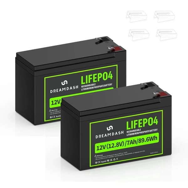 LiFePO4-akku, sisäänrakennettu BMS-suojaus, pitkä käyttöikä,2kpl 12,8 V 7AH
