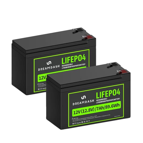 LiFePO4-akku, sisäänrakennettu BMS-suojaus, pitkä käyttöikä,2kpl 12,8 V 7AH