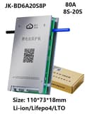 Miniatyrbillede 2 af 2: Batteristyringssystem, 80A kontinuerlig afladning, RS485 & Bluetooth kommunikation,80A80A, JK-BD6A20S8PJK-BD6A20S8P