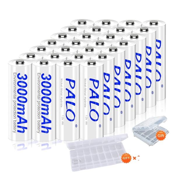 AA genopladelige batterier, 3000mAh kapacitet, 1800 genopladningscykler,28 stk.