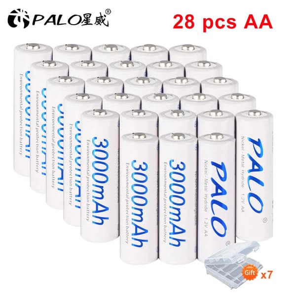 AA genopladelige batterier, 3000mAh kapacitet, NI-MH type,28 stk AA batteri, 1,2V