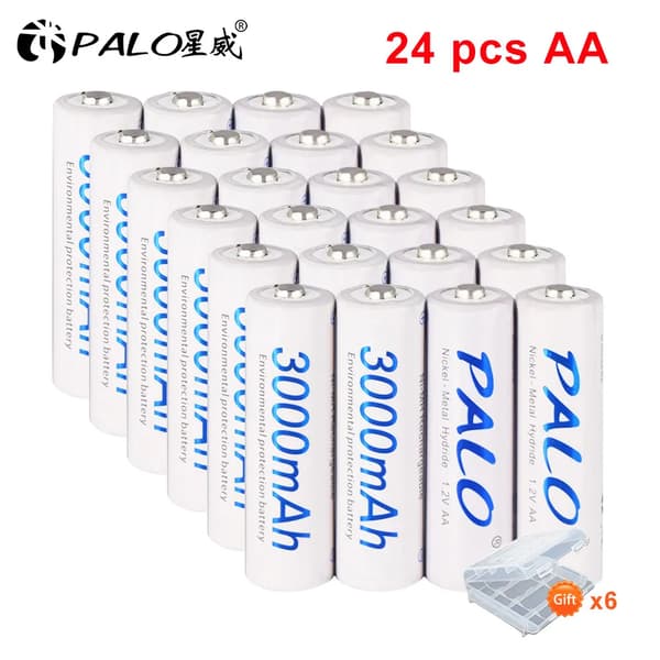 AA genopladelige batterier, 3000mAh kapacitet, NI-MH type,24 stk AA batteri, 1,2V