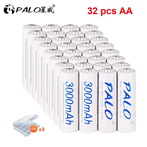 AA genopladelige batterier, 3000mAh kapacitet, NI-MH type,1,2V, 32 stk AA batteri
