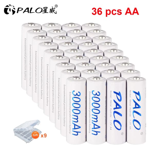 AA genopladelige batterier, 3000mAh kapacitet, NI-MH type,1,2V, 36 stk AA batteri