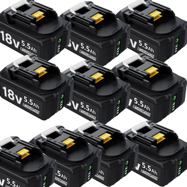 18V Li-ion batteri för Makita verktyg, 5,5Ah kapacitet, LED-indikator,10 stycken