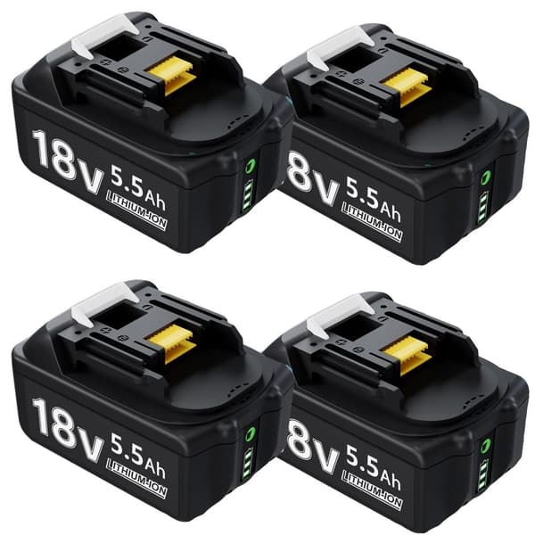 18V Li-ion batteri för Makita verktyg, 5,5Ah kapacitet, LED-indikator,4 stycken