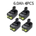 Miniatyrbillede 2 af 2: RYOBI 18V Lithium-Ion Batteri, 6.0Ah Kapacitet, Flere Batteri Muligheder,4 batteri