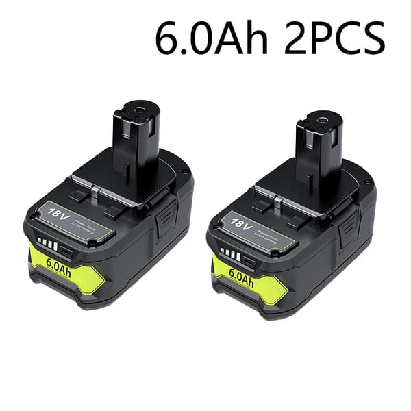RYOBI 18V Litiumjonbatteri, 6,0Ah kapacitet, Flera batterialternativ,2 batteri