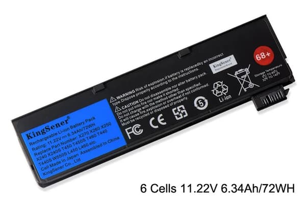 Kannettavan tietokoneen akku, yhteensopiva Lenovo ThinkPad X240 T440S T440 X250 X260 X270:n kanssa, korvaa 45N1126 45N1127., 6 kennoa 634Ah 72WH