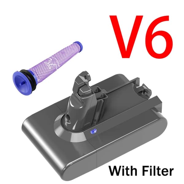 Dyson V10 -akku, 6000 mAh kapasiteetti, langaton pölynimuri, V6 1 suodatin
