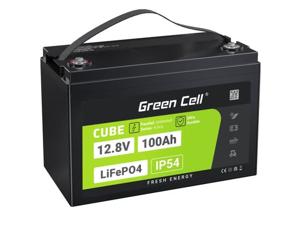 Green Cell LFPGC12V100AH UPS-batteri Litiumjärnfosfat (LiFePO4) 12,8 V 100 Ah