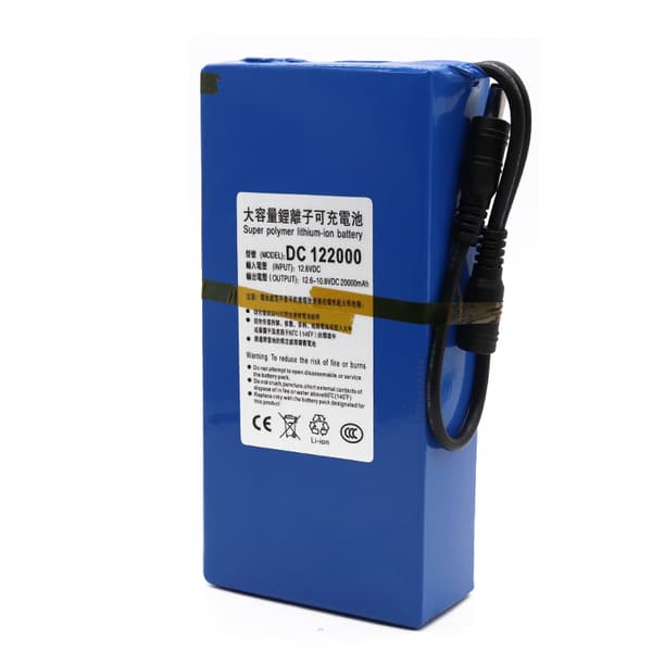 Korkean kapasiteetin ladattava akku, 20000mAh, 12V DC, monipuolinen käyttö,12v 20000mAh