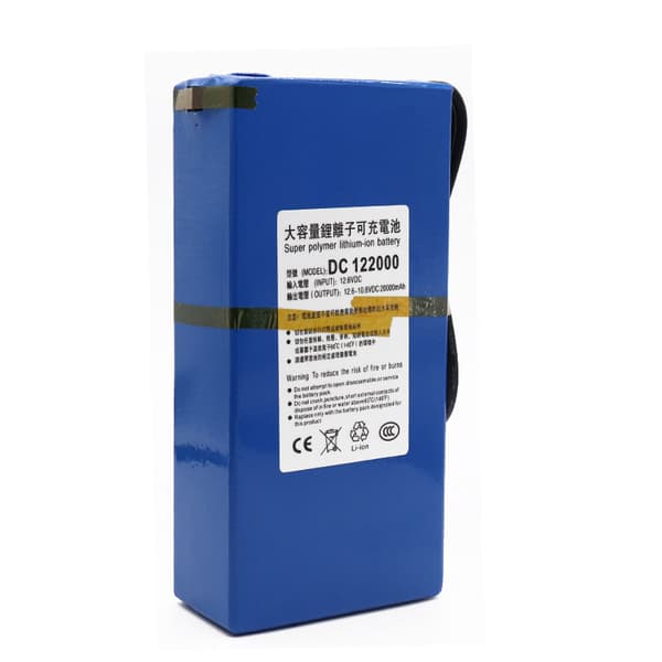 Korkean kapasiteetin ladattava akku, 20000mAh, 12V DC, monipuolinen käyttö,12v 20000mAh