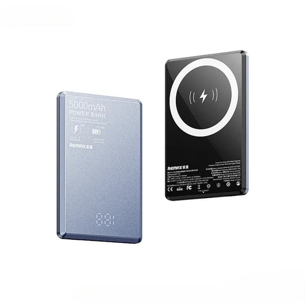 Bærbar Power Bank, Trådløs Opladning, Metalhus, Dual USB Type C,10000mAh, RPP-107 blå