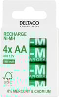 Miniatyrbilde 1 av 6: DELTACO Ultimate Ni-Mh rechargeable, LR6/AA, 1900mAh, 4-pack (SG)