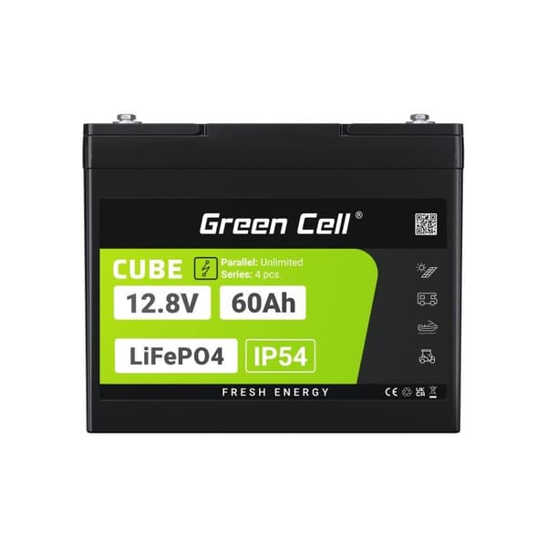 Green Cell LFPGC12V60AH UPS-batteri Litiumjärnfosfat (LiFePO4) 12,8 V 60 Ah