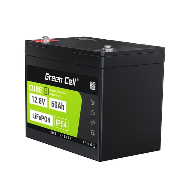 Green Cell LFPGC12V60AH UPS-batteri Litiumjärnfosfat (LiFePO4) 12,8 V 60 Ah