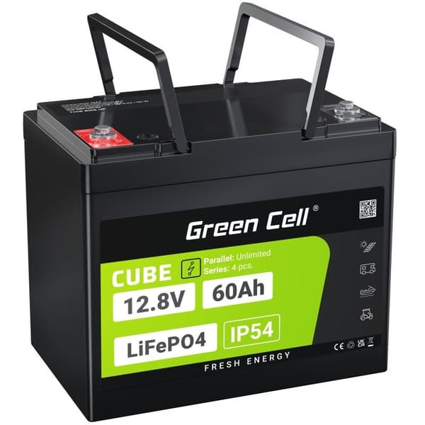 Green Cell LFPGC12V60AH UPS-batteri Litiumjärnfosfat (LiFePO4) 12,8 V 60 Ah