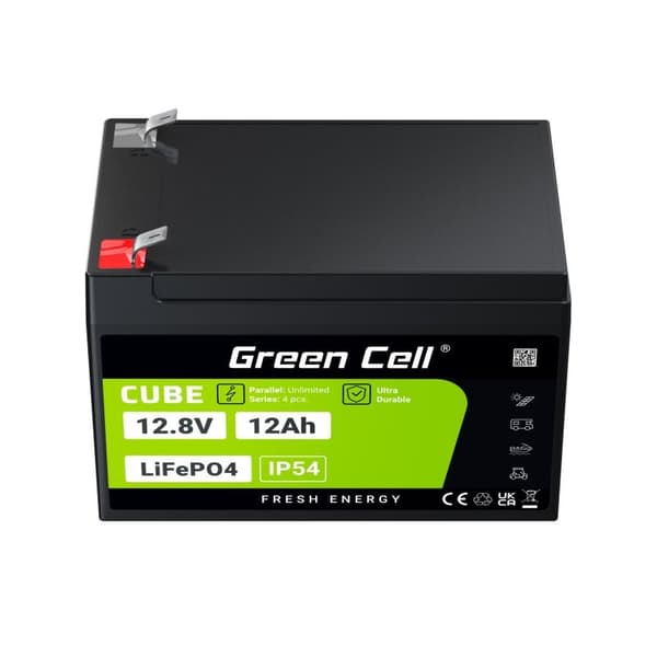 Green Cell LFPGC12V12AH UPS-batteri Litiumjärnfosfat (LiFePO4) 12,8 V 12 Ah