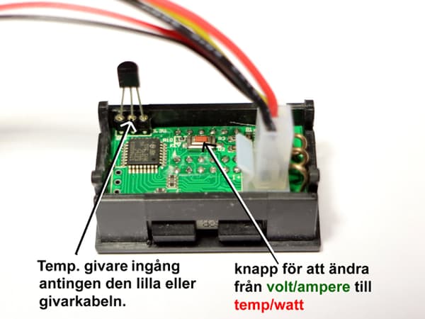 4 in 1 Volt + Amp + Temp + Watt 0-33V + 0-10A DC Digital lcd