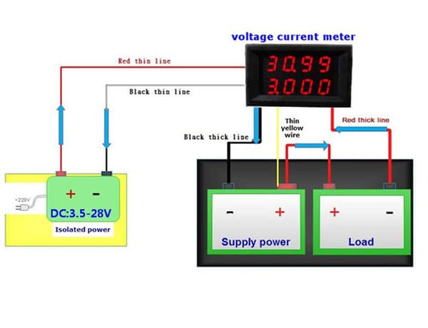 4 in 1 Volt + Amp + Temp + Watt 0-33V + 0-10A DC Digital lcd