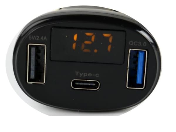 Voltmätare 5-30v + USB 5v Snabbladdare DC C02 QC3.0 Type C
