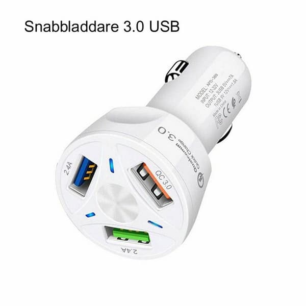 Snabbladdare 12-24v QC3.0 DC bil båt husbil husvagn vit