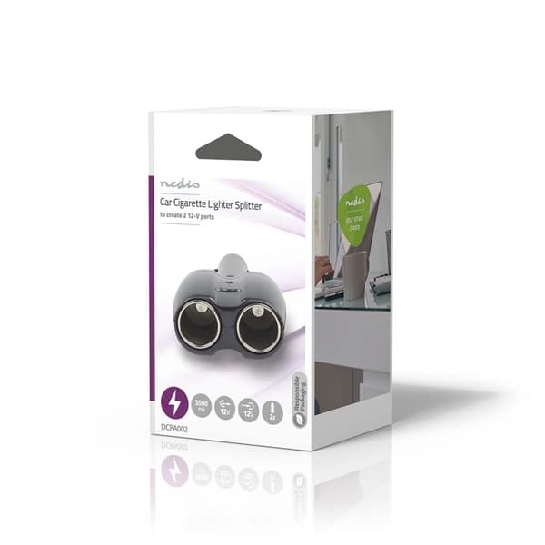 Nedis Universal DC Power Adapter | Biladapter | 120 W | Indgangsspænding: 12 V DC | 12 V DC | Maksimal udgangsstrøm pr. port: 10 A | Sort