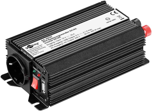 Goobay Spänningsomvandlare DC/AC (12 V - 230 V/300 W) USB omvandlar 12 V DC till 230 V AC