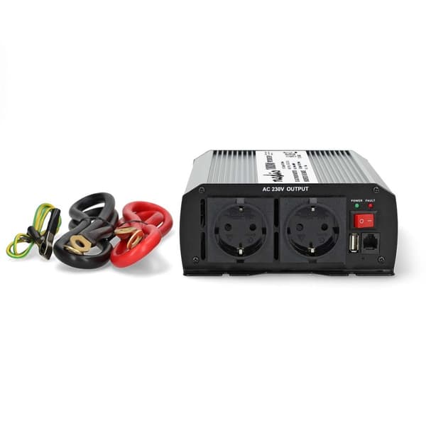 Nedis Invertteri Muunnettu Siniaalto | Tulojännite: 12 V DC | Laitteen lähtövirran liittimet: Type F (CEE 7/3) / USB-A | 230 V AC 50 Hz | 1000 W | Läh