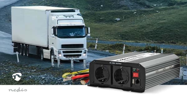 Nedis Invertteri Muunnettu Siniaalto | Tulojännite: 24 V DC | Laitteen lähtövirran liittimet: Type F (CEE 7/3) / USB-A | 230 V AC 50 Hz | 1000 W | Läh