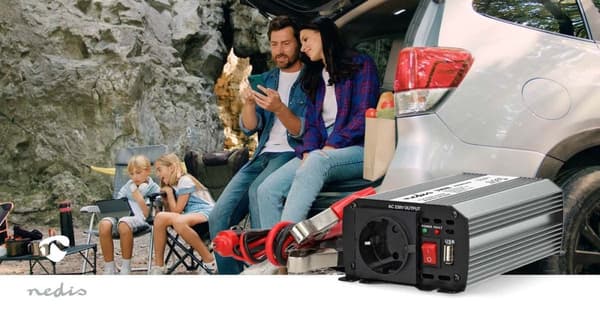 Nedis Invertteri Muunnettu Siniaalto | Tulojännite: 12 V DC | Laitteen lähtövirran liittimet: Type F (CEE 7/3) / USB-A | 230 V AC 50 Hz | 300 W | Läht